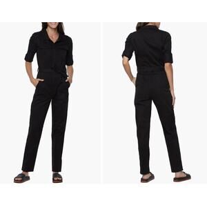 Wash Lab Denim Long Sleeve Denim Jumpsuit Union Suit in Black Size Large